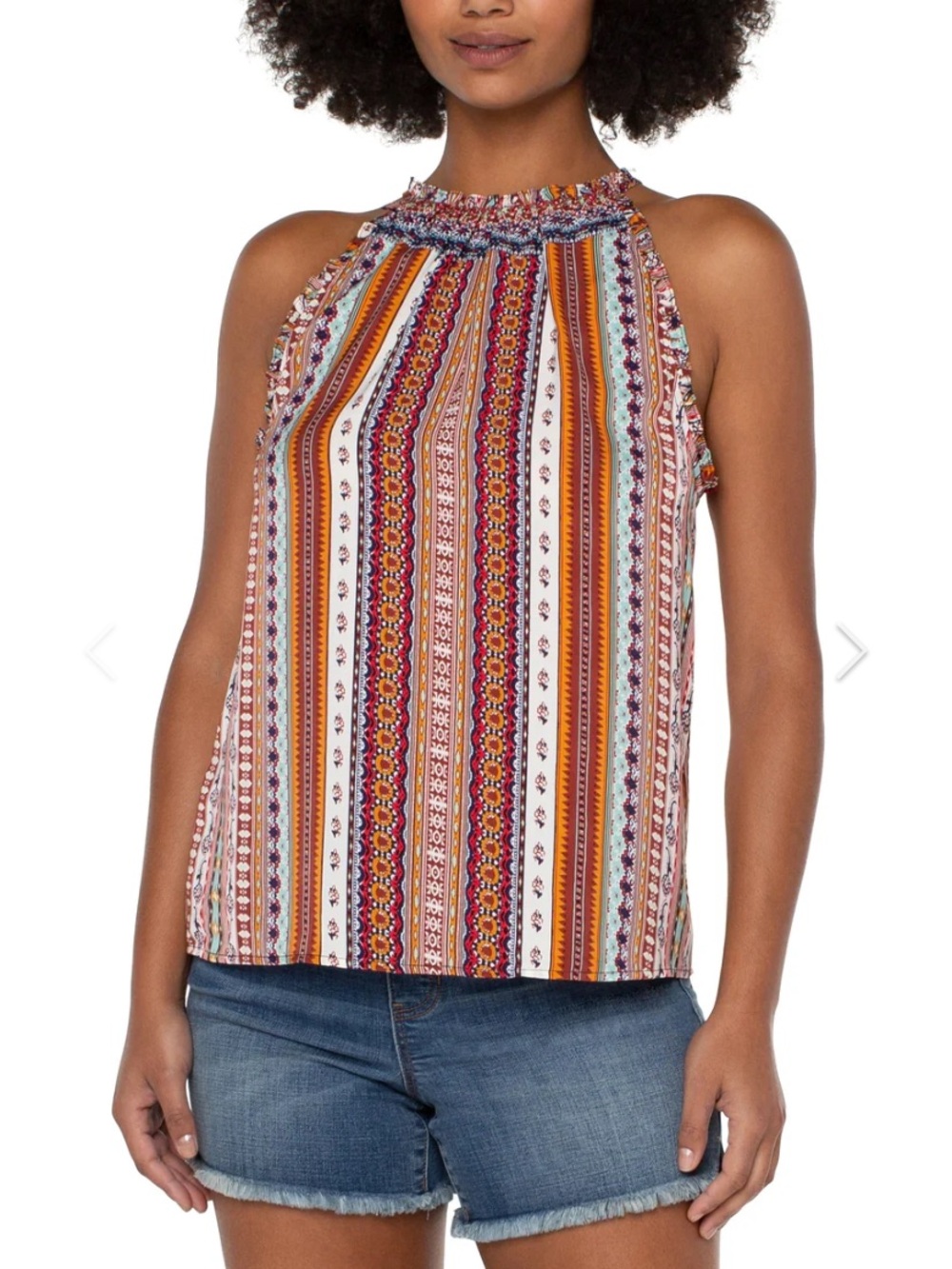 Liverpool Carousel Stripe Sleeveless Halter Top Size Small